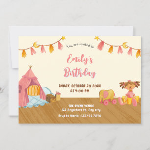 Invitation Jouets en bois anniversaire
