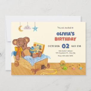 Invitation Jouets en bois anniversaire bébé