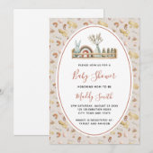 Invitation Jouets en bois Boho Terracotta Rainbow Baby shower (Devant / Derrière)
