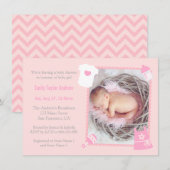 Invitation Jouets et bouteille Photo Baby Girl Douche Invitat (Devant / Derrière)