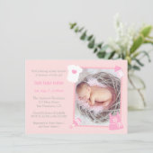 Invitation Jouets et bouteille Photo Baby Girl Douche Invitat (Debout devant)
