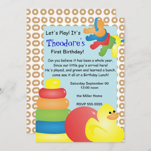 Invitation Jouets nostalgiques classiques (Devant / Derrière)