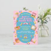 Invitation Jouets poupées roses Stwood Sleepover fête d'anniv (Debout devant)