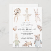 Invitation Jouets pour bébés | BABY SHOWER VINTAGE (Devant / Derrière)