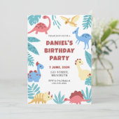 Invitation Joueur coloré Illustrative Dinosaure Anniversaire (Debout devant)
