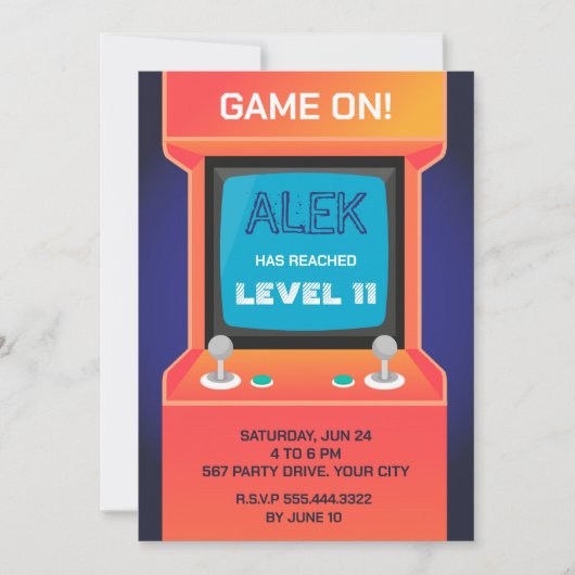 Invitation Joueur d'Arcade (Devant)