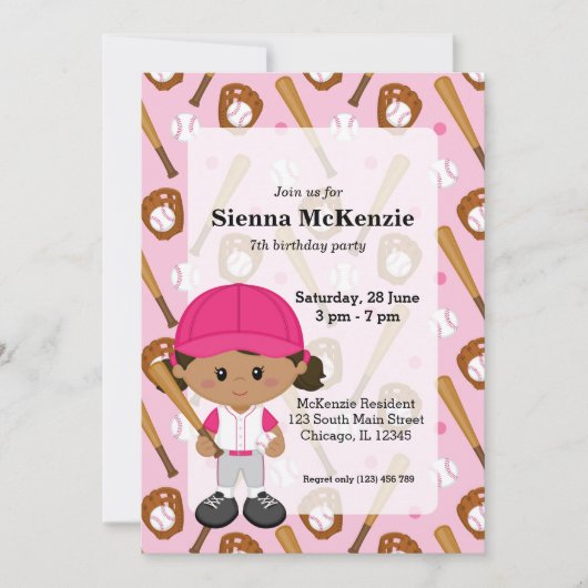 Invitation Joueur de baseball (Devant)