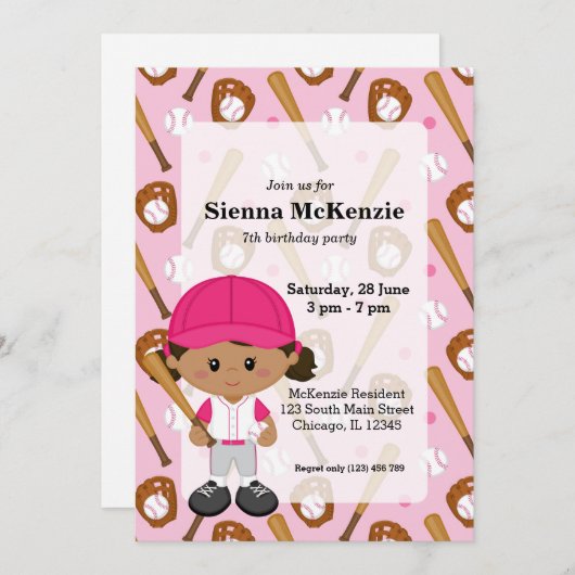 Invitation Joueur de baseball (Devant / Derrière)