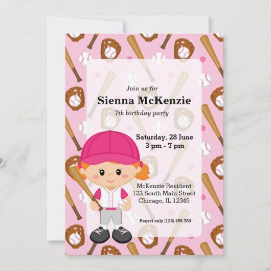 Invitation Joueur de baseball (Devant)