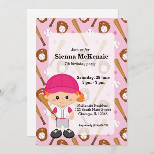 Invitation Joueur de baseball (Devant / Derrière)