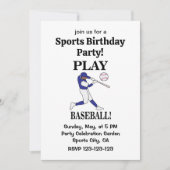 Invitation Joueur de baseball entraîneur Sports fête d'annive (Devant)