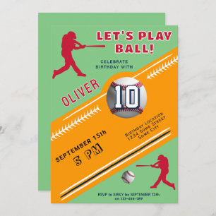 Invitation Joueur De Baseball Moderne À Thème Anniversaire