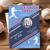 Invitation Joueur De Baseball Moderne À Thème Anniversaire