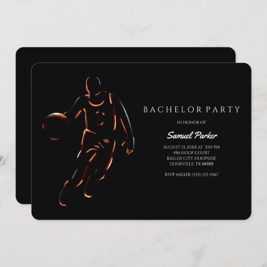 Invitation Joueur de basket-ball Bachelor / Sports de fête d' (Devant / Derrière)