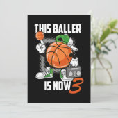 Invitation Joueur de basket-ball du 3e anniversaire Funny 3 a (Debout devant)