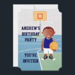 Invitation Joueur de basket-ball mignon<br><div class="desc">Nous pouvons créer ceci dans n'importe quelle couleur uniforme de basket ou changer n'importe quel élément du garçon selon les besoins. Un design de basket mignon pour toute fête d'anniversaire d'un futur joueur de basket ou ventilateur de basket, avec un jeune joueur de basket en maillot et tenant un basket...</div>