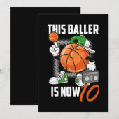 Invitation Joueur de basket-ball pour 10 ans drôle 10 ans (Devant / Derrière)