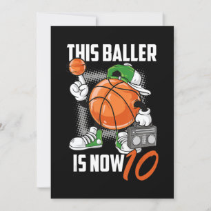 Invitation Joueur de basket-ball pour 10 ans drôle 10 ans