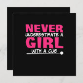 Invitation Joueur de billard | Billard de piscine avec une cu (Devant / Derrière)