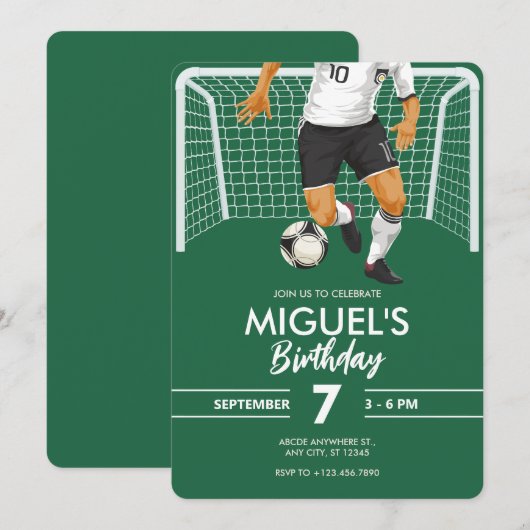 Invitation Joueur de football  (Devant / Derrière)