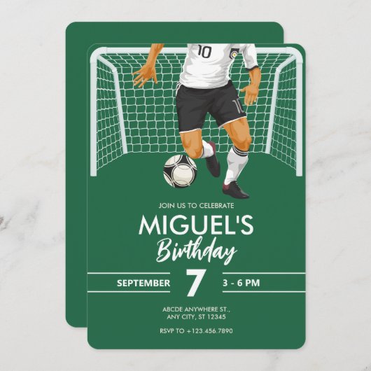 Invitation Joueur de football soccer (Devant / Derrière)