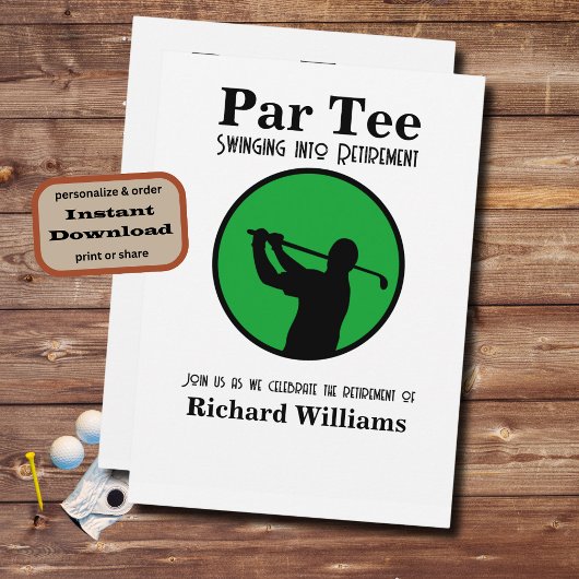 Invitation Joueur de golf à la retraite