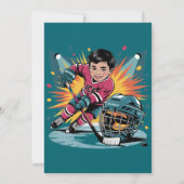 Invitation Joueur de hockey pop art Anniversaire Bash (Dos)