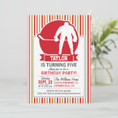 Invitation Joueur de hockey rouge, rouge, orange, vert (Debout devant)