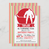 Invitation Joueur de hockey rouge, rouge, orange, vert (Devant / Derrière)