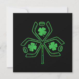Invitation Joueur de hockey sur glace Shamrock Clover St Patr
