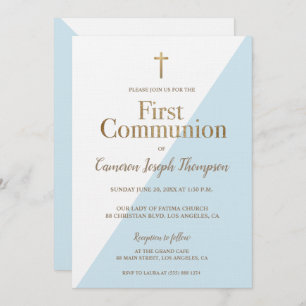 Invitation Joueur de la première communion de l'or bleu blanc