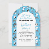 Invitation Joueur de soccer garçon fête d'anniversaire bleu (Devant)