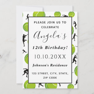 Invitation Joueur de tennis et bal Anniversaire Fête Enfants