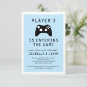 Invitation Joueur du garçon 3 jeu vidéo Bébé / Douche du coup (Debout devant)