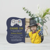 Invitation Joueur moderne n'importe quel âge photo d'annivers (Debout devant)