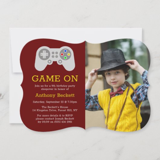 Invitation Joueur moderne n'importe quel âge photo d'annivers (Devant)