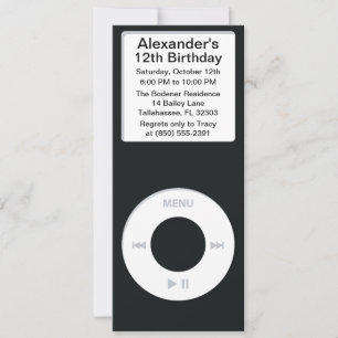Invitation Joueur noir MP3 iParty