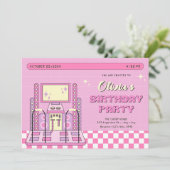 Invitation Joueur rose Arcade Dance Machine anniversaire (Debout devant)