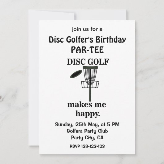 Invitation Joueurs de Disc Golf Golf Anniversaire Disc Golf (Devant)
