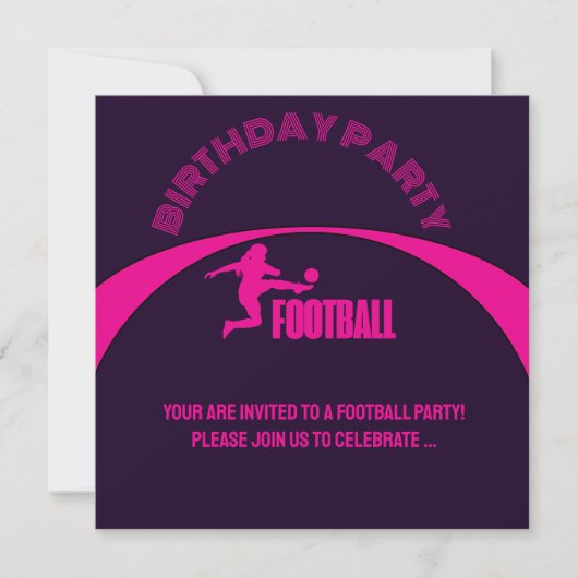 Invitation Joueuse de football, équipe, cadeau d'anniversaire (Devant)
