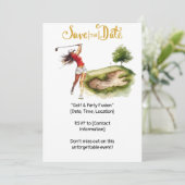 Invitation Joueuse de golf est en train de jouer sur le green (Debout devant)