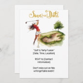 Invitation Joueuse de golf est en train de jouer sur le green (Devant / Derrière)