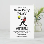 Invitation Joueuse de softball joue au softball (Debout devant)