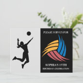 Invitation Joueuse de volley-ball fête d'anniversaire (Debout devant)
