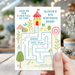 Invitation Joueuse Maze Castle fête d'anniversaire