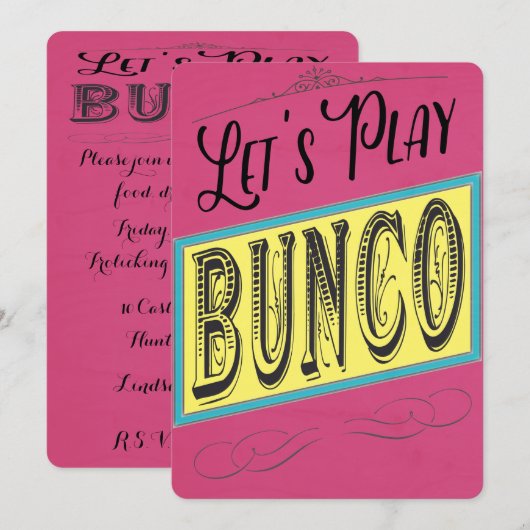 Invitation Jouons à Bunco (Devant / Derrière)