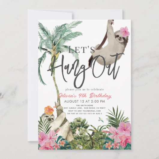 Invitation Jouons à l'Anniversaire de la Fille de la Jungle (Devant)