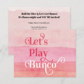 Invitation Jouons au Bunco Rose Moderne (Devant / Derrière)