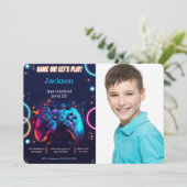 Invitation Jouons au jeu vidéo Anniversaire Photo (Debout devant)