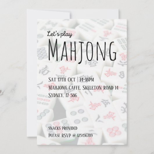 Invitation Jouons au Mahjong (Devant)